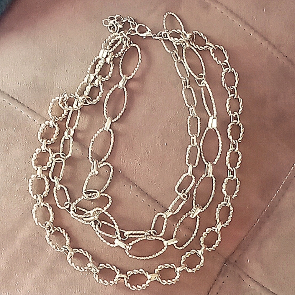 Vintage Gold three layer chain necklace